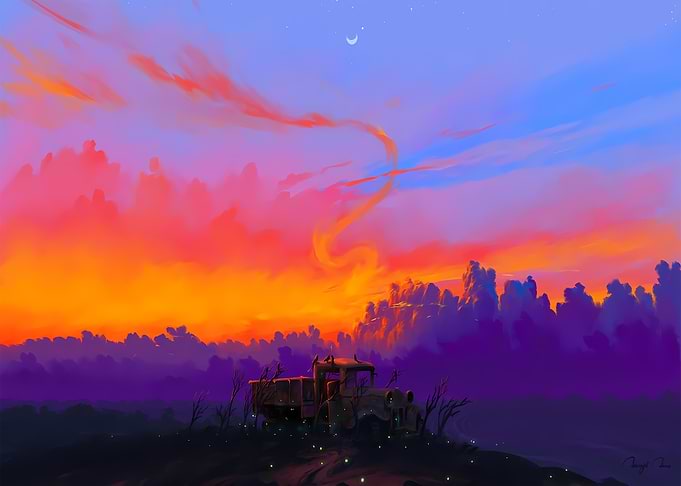 Abandoned Truck at Sunset
