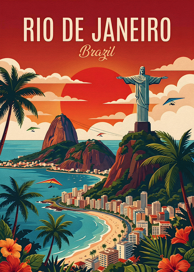 Rio de Janeiro Vintage Travel Poster