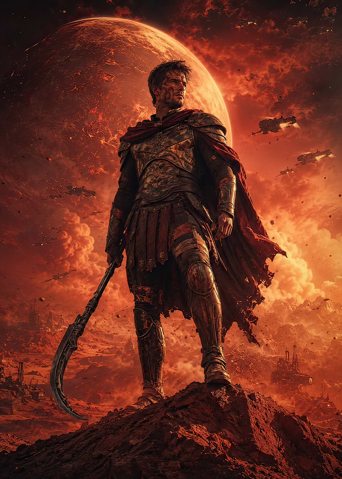 Warrior Standing on Alien Planet