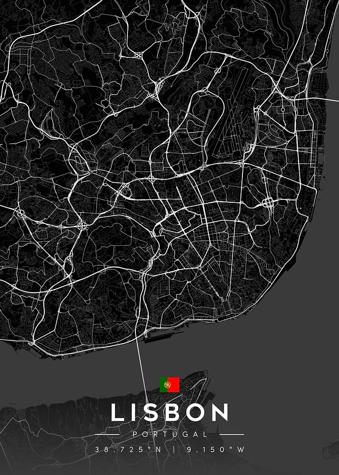 Lisbon Portugal Minimalist City Map