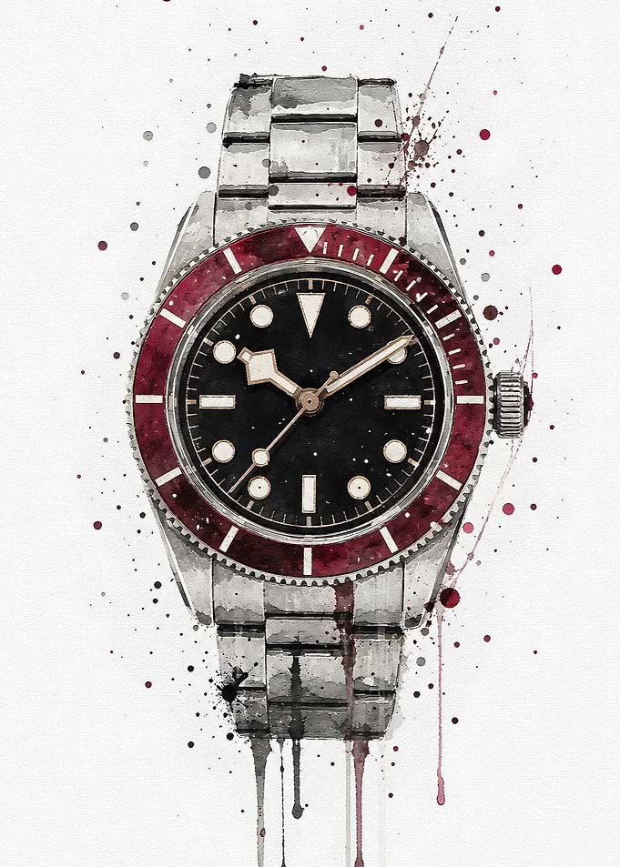 Watercolor Style Luxury Dive Watch