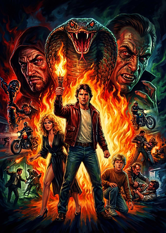 Retro 80s Action Movie Poster Art