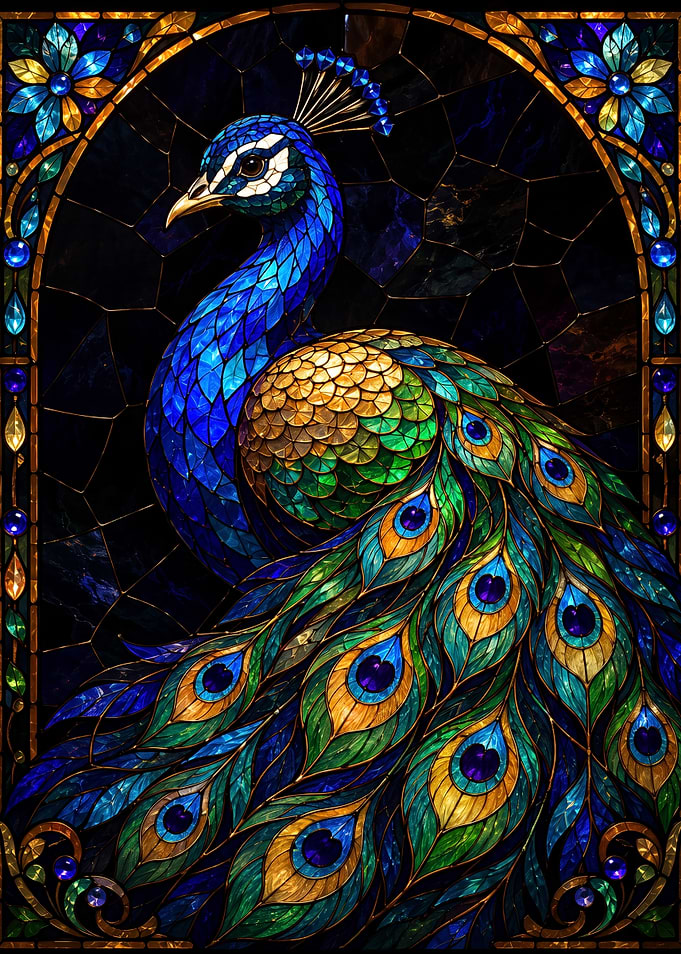 Stained Glass Peacock Art
