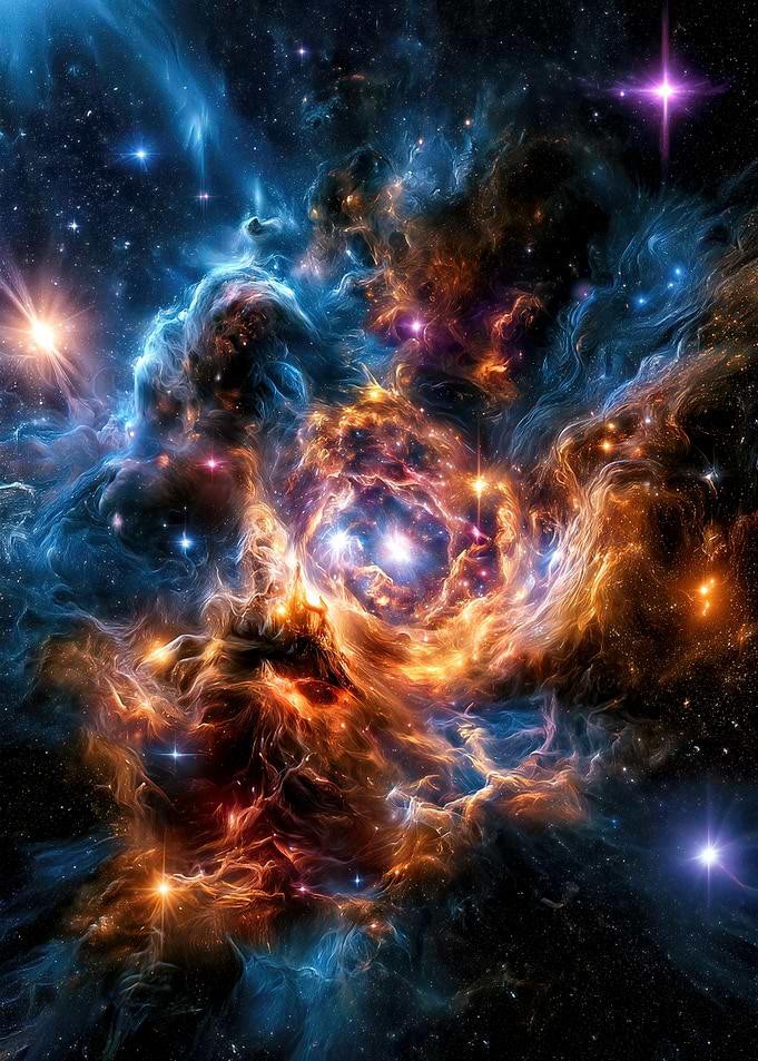 Vibrant Cosmic Nebula and Star Cluster