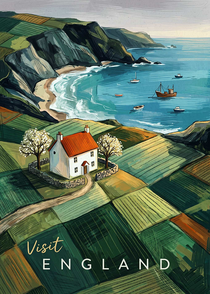 Visit England Coastal Landscape Poster