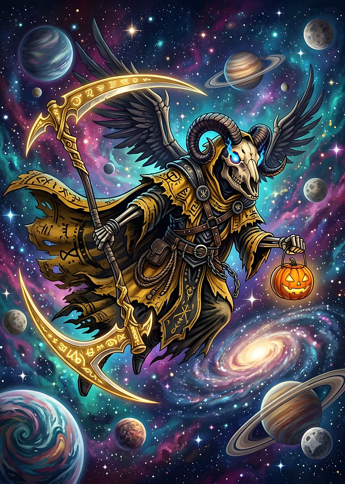 Cosmic Grim Reaper Halloween Fantasy Art