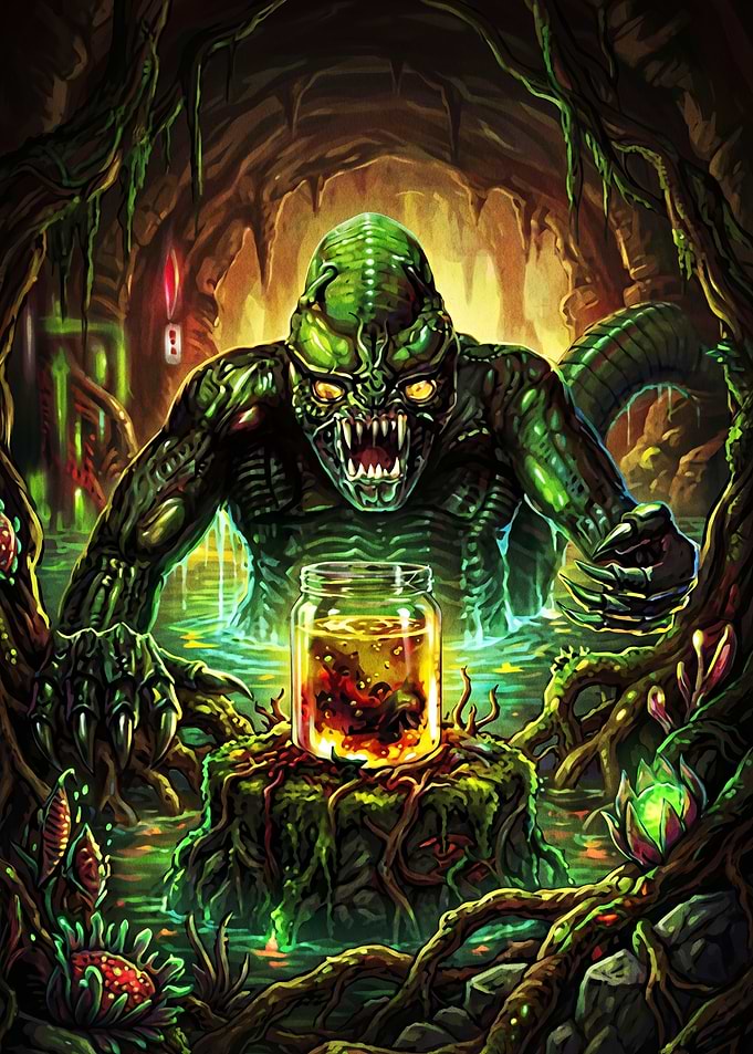 Swamp Monster Guarding Glowing Jar
