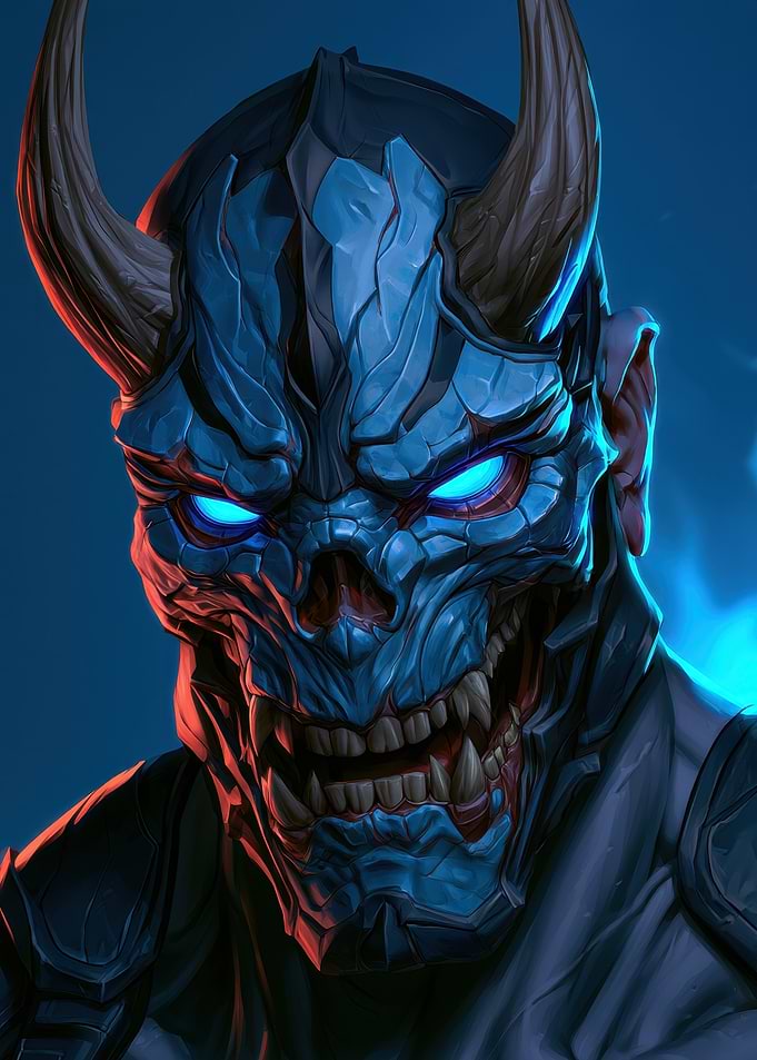 Blue Oni Demon Mask Warrior