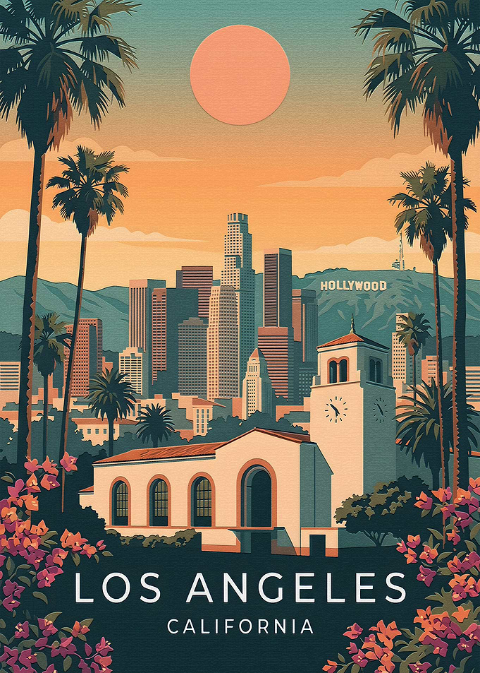 Vintage Los Angeles Travel Poster