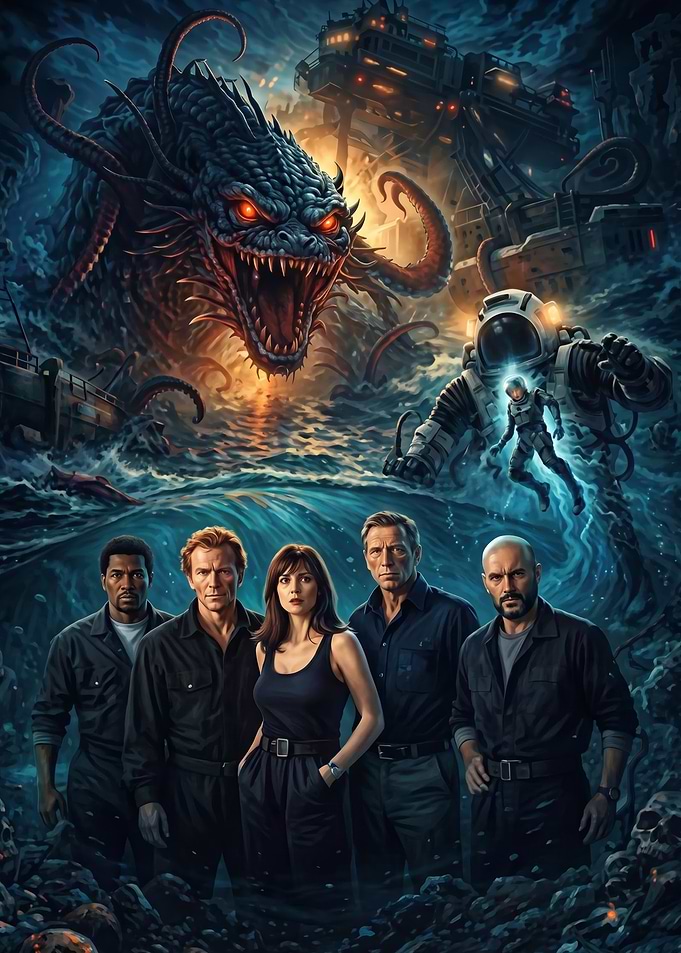 Underwater Sci-Fi Monster Movie Poster