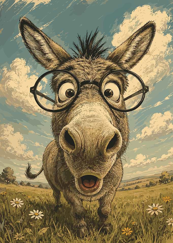 Funny Donkey Wearing Glasses