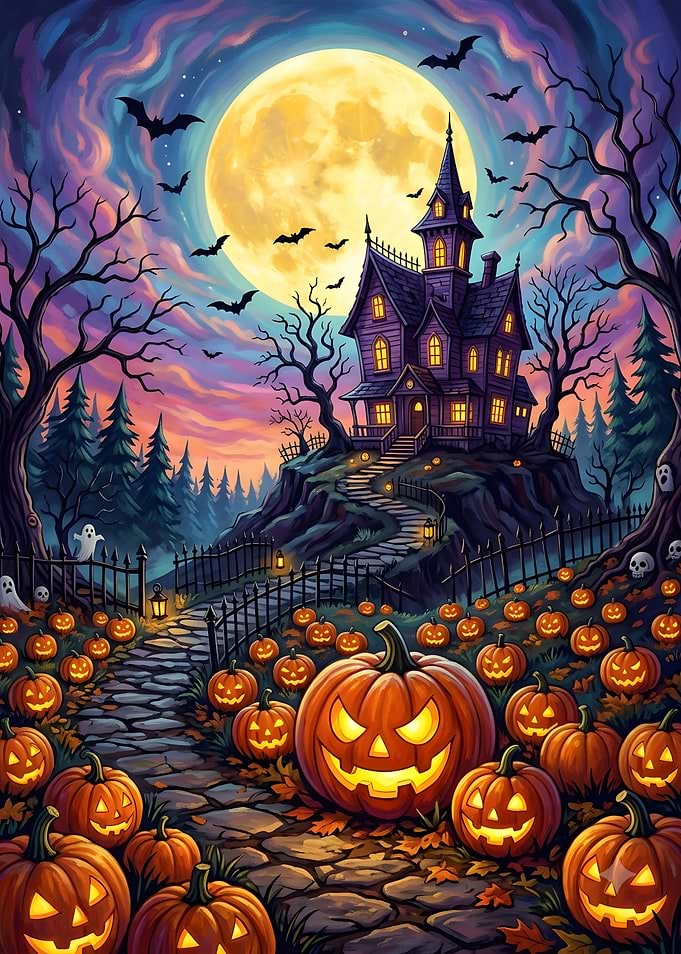 Spooky Halloween Haunted House Scene