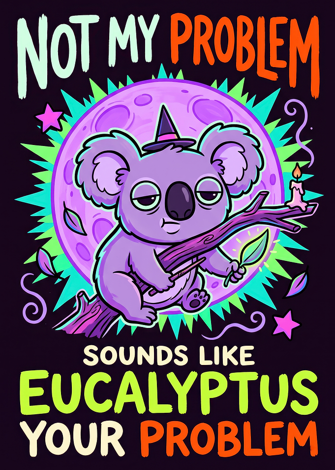 Witchy Koala Not My Problem Illustration