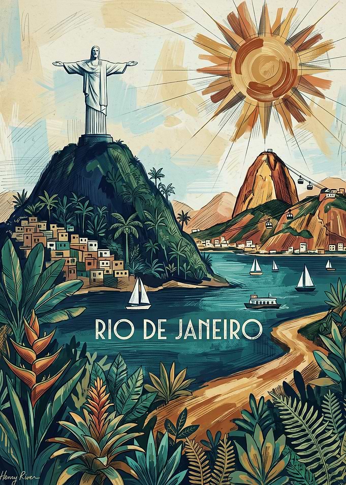 Vintage Travel Poster of Rio de Janeiro