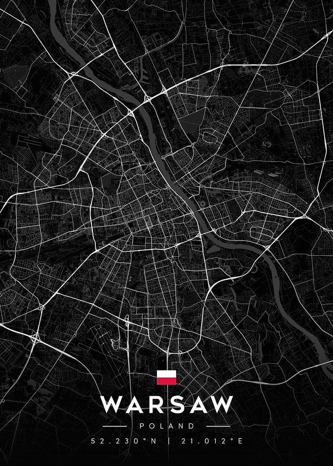Warsaw Poland City Map Poster