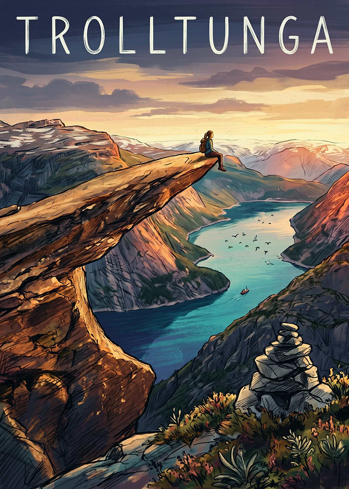 Trolltunga Norway Travel Poster