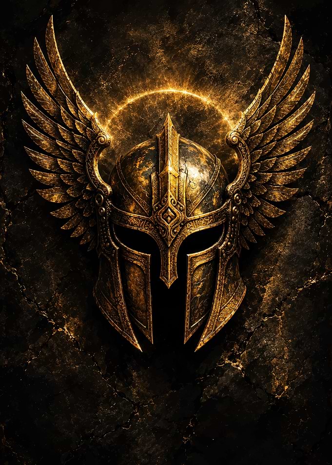 Golden Winged Warrior Helmet