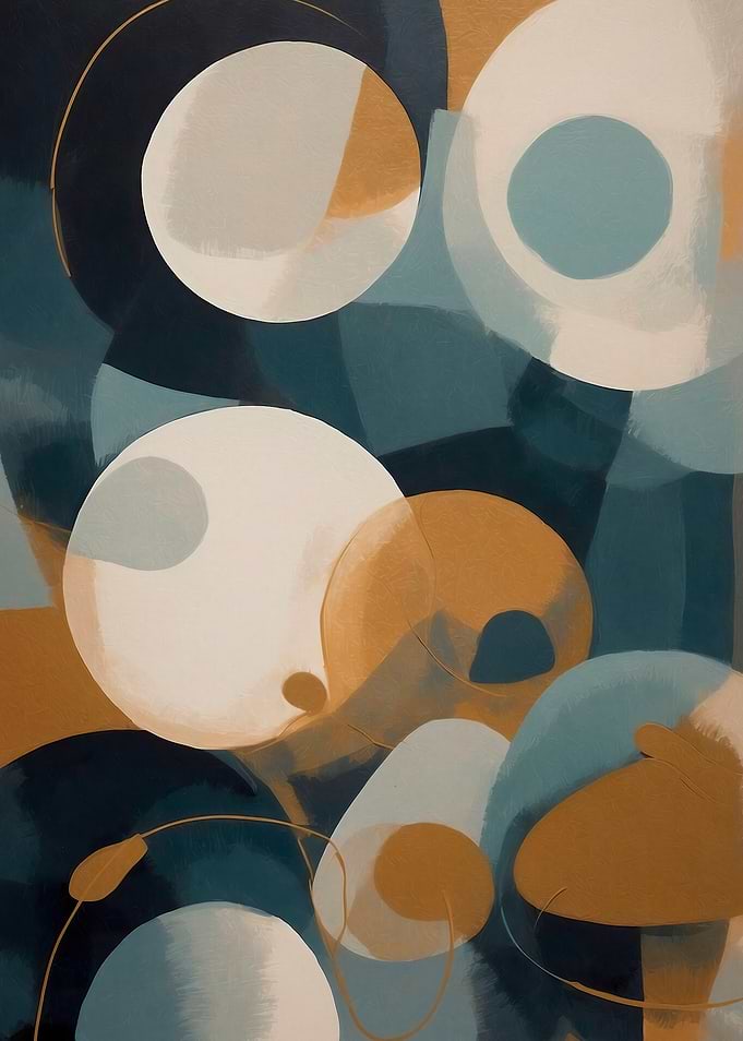 Abstract Teal and Gold Circles