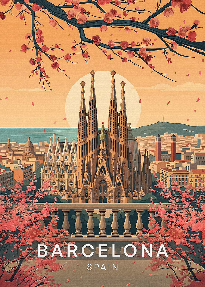 Barcelona Sagrada Familia Travel Poster