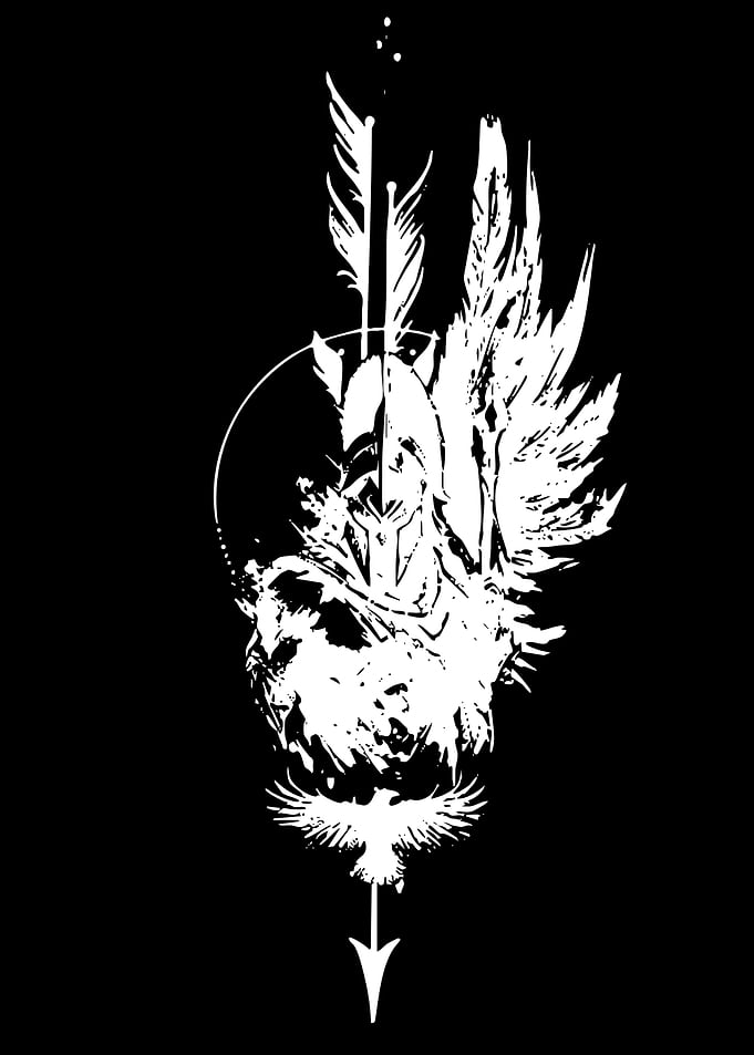 Spartan Warrior Winged Arrow Design
