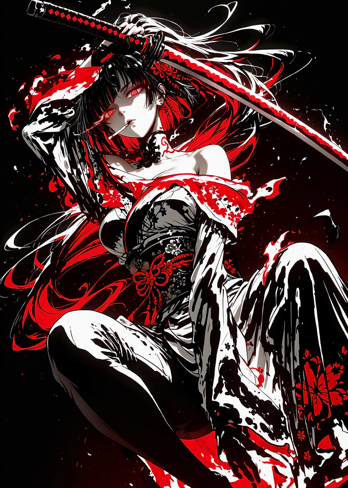 Anime Samurai Girl with Katana