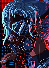 Cyberpunk Character with Gas Mask