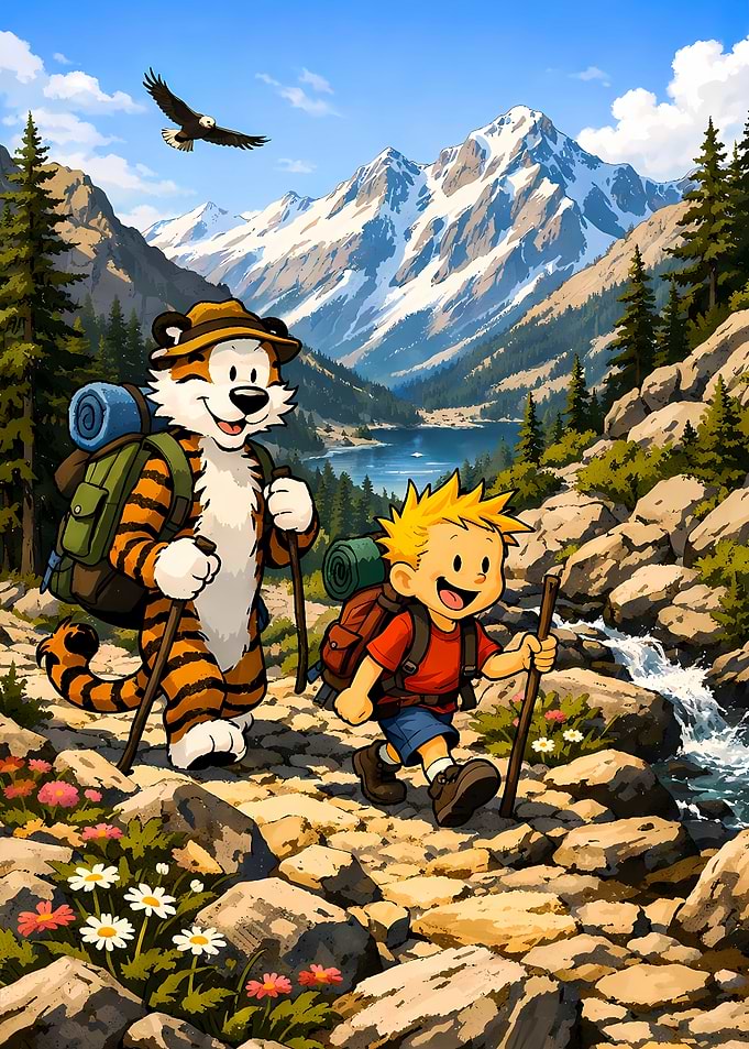 Calvin and Hobbes Hiking Adventure