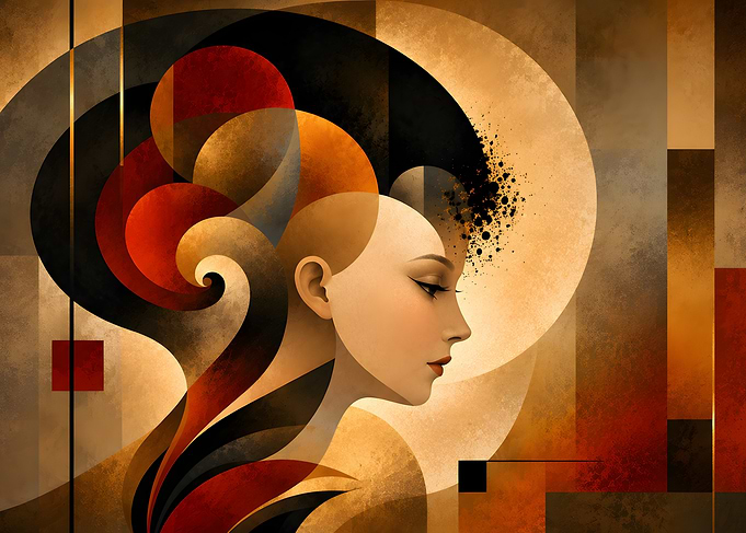 Abstract Profile Portrait with Geometric Shapes