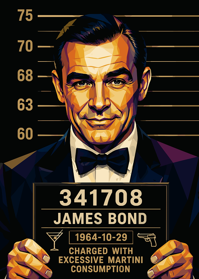 James Bond Mugshot Pop Art Poster