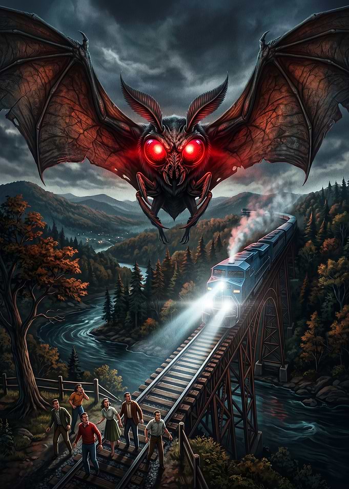 Mothman Encountering a Train