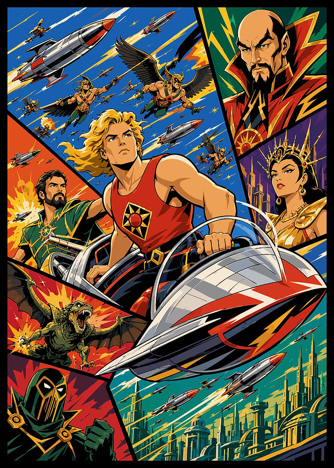 Flash Gordon Retro Comic Art Poster