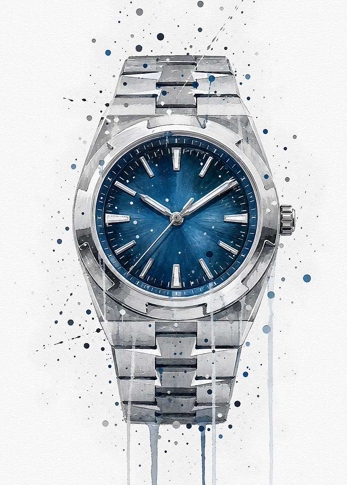 Watercolor Style Luxury Wristwatch Art