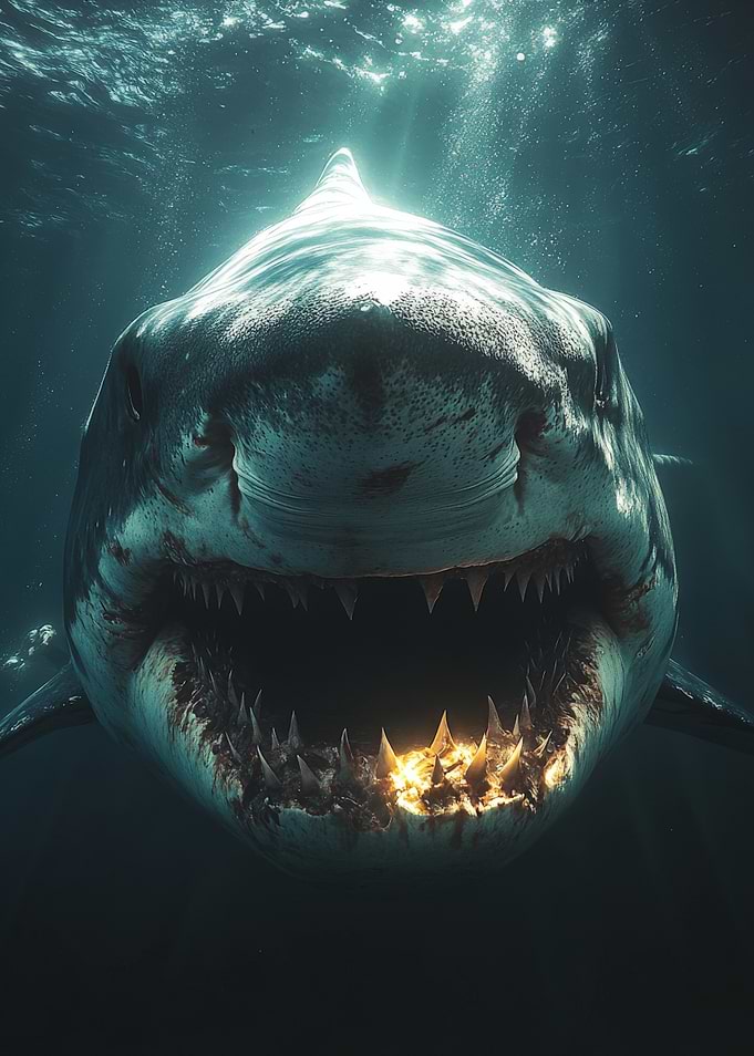 Great White Shark Underwater Attack