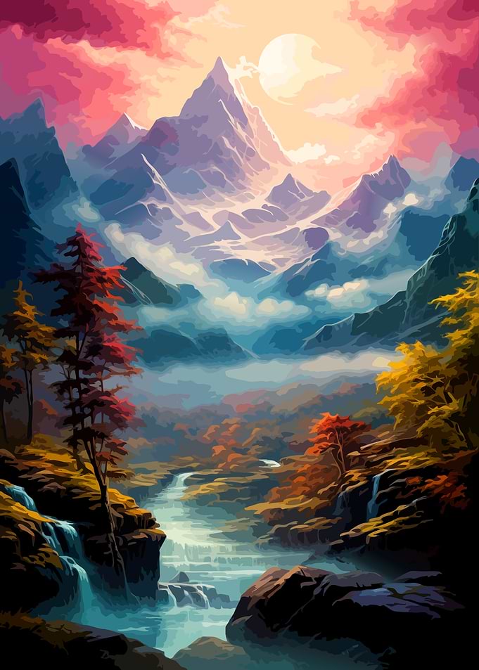 Majestic Mountain Landscape at Sunset