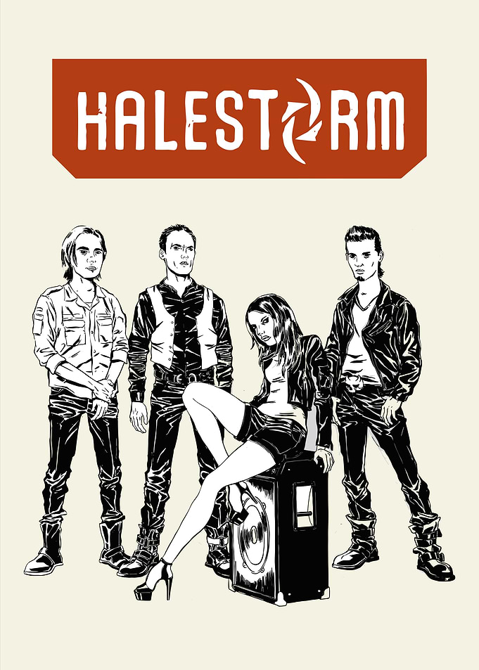 Halestorm Band Illustration Poster