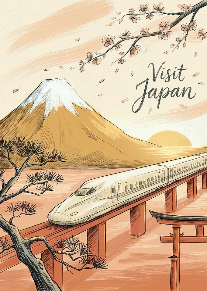 Visit Japan Travel Poster Illustration
