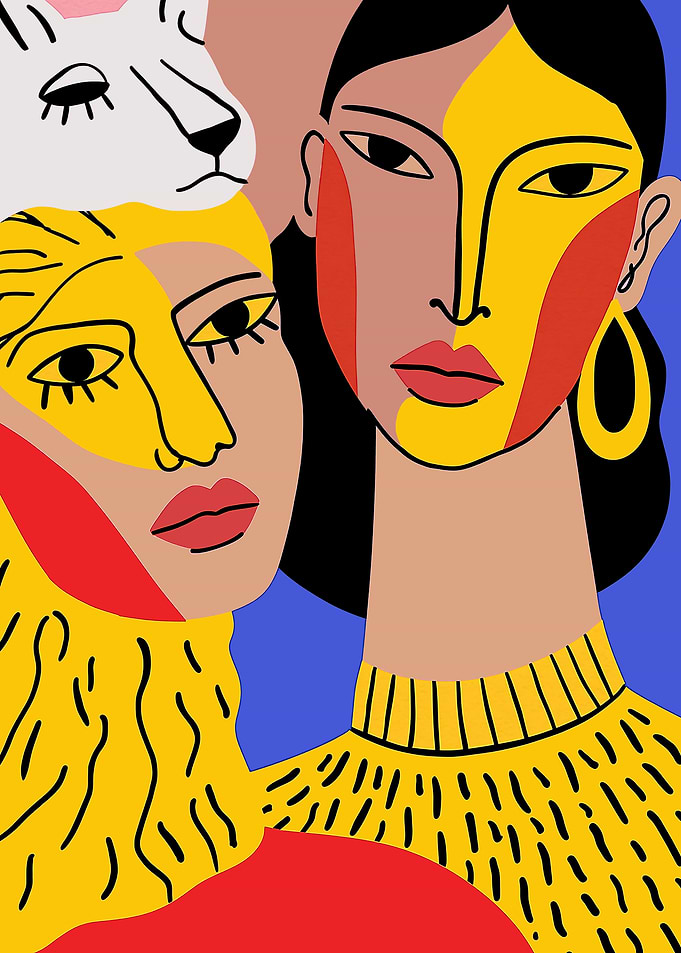 Abstract Portrait of Two Women