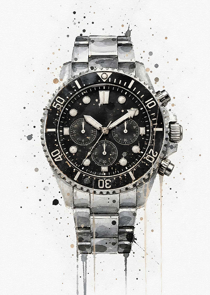 Watercolor Style Luxury Chronograph Watch