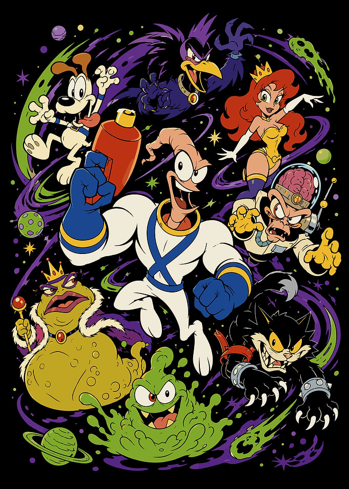 Earthworm Jim and Friends Cast Illustration