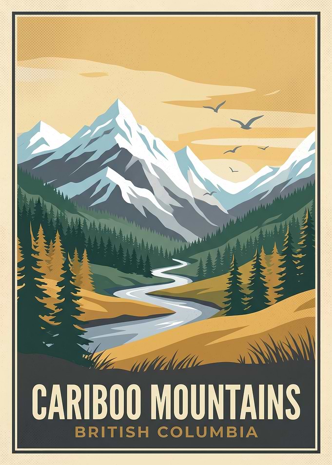 Cariboo Mountains British Columbia Travel Poster
