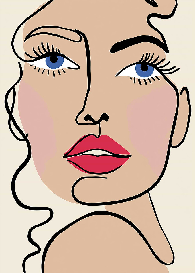Minimalist Line Art Woman Portrait
