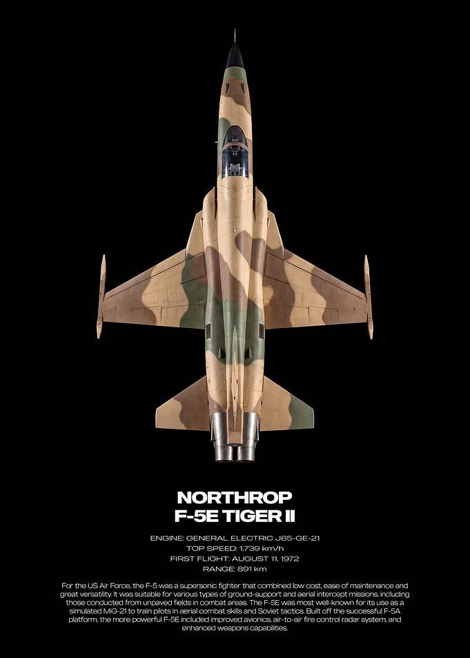 Northrop F-5E Tiger II Technical Poster