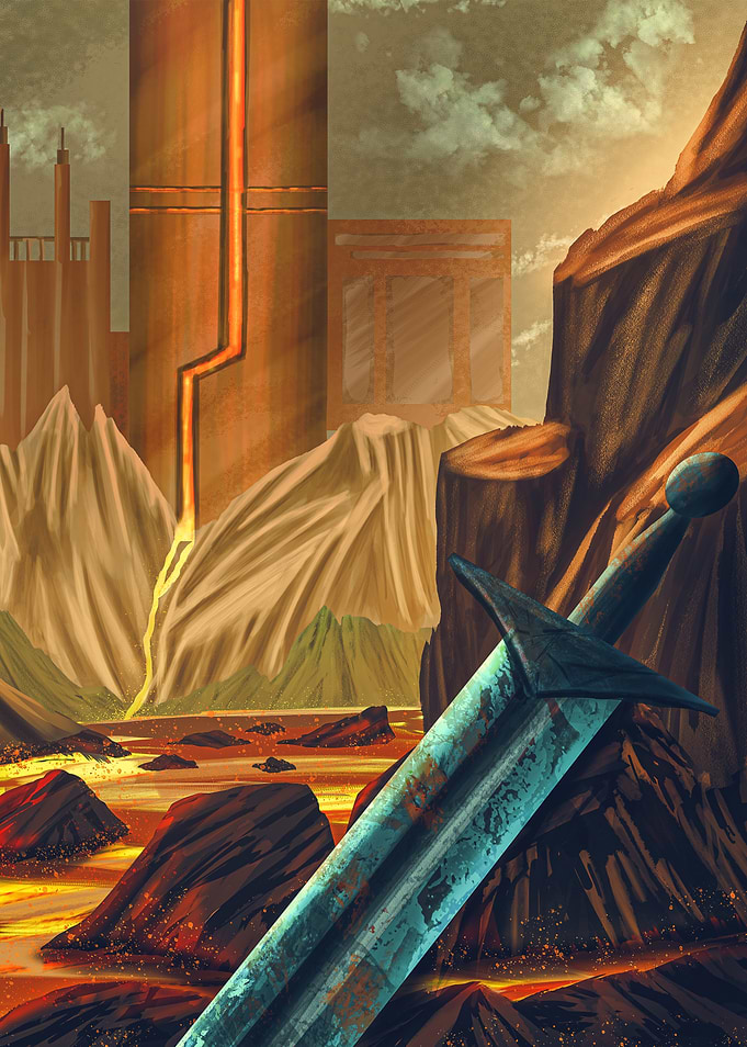 Sword in a Volcanic Landscape