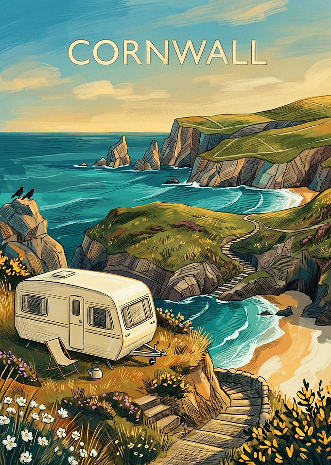 Vintage Travel Poster of Cornwall Coast