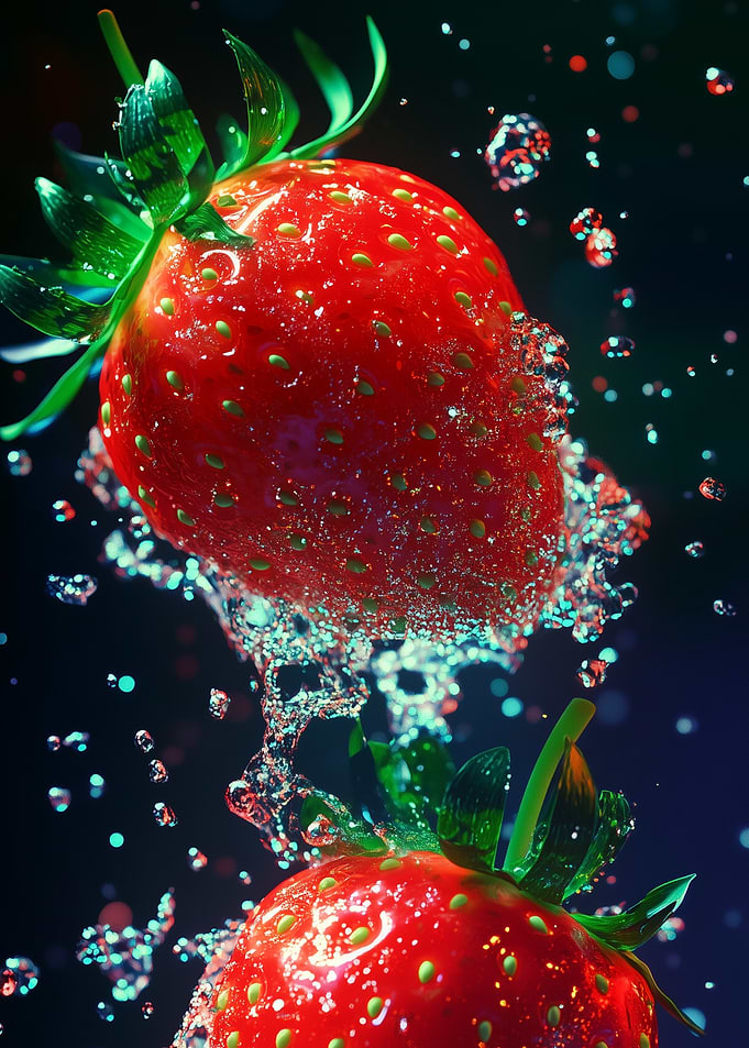 Fresh Strawberries Splashing in Water