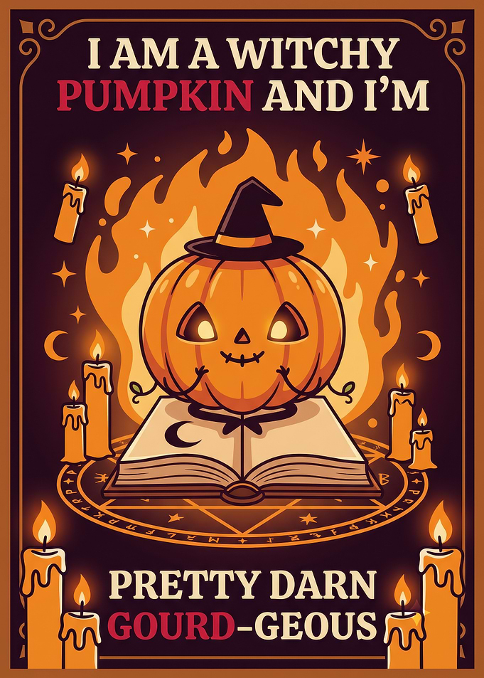 Witchy Pumpkin Halloween Poster