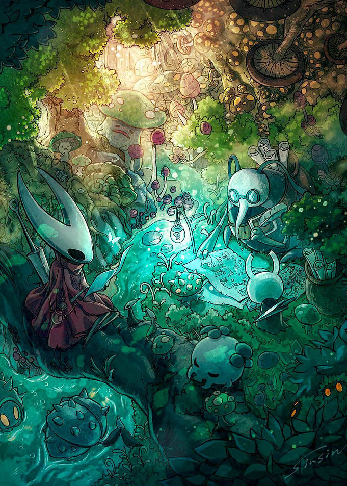 Hollow Knight Characters in Fungal Wastes