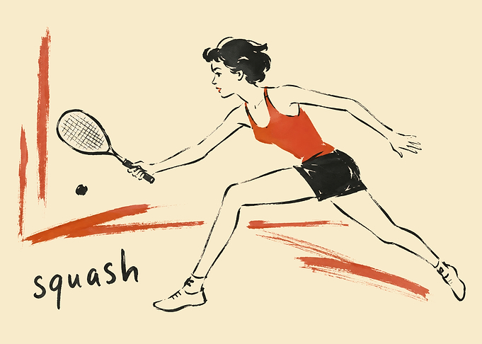 Vintage Style Squash Player Illustration