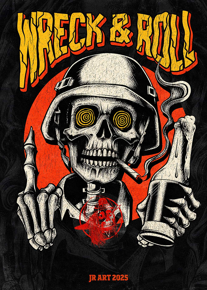 Wreck & Roll Skull Poster