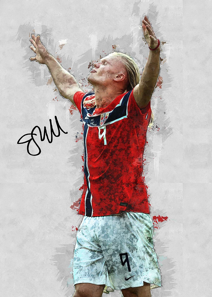 Erling Haaland Norway Soccer Art
